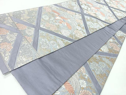 平和屋着物◎六通柄袋帯　唐織　花鳥文　金銀糸　正絹　逸品　CABH1929nb