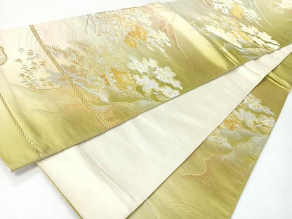 平和屋着物◎六通柄袋帯　風景文　金銀糸　正絹　逸品　CABH1932nb
