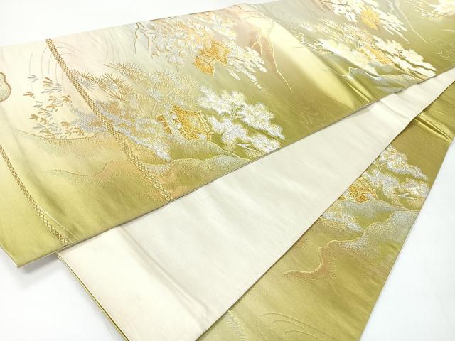 平和屋着物◎六通柄袋帯　風景文　金銀糸　正絹　逸品　CABH1932nb