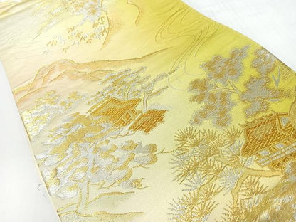 平和屋着物◎六通柄袋帯　風景文　金銀糸　正絹　逸品　CABH1932nb