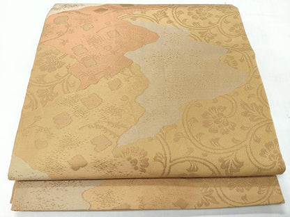 平和屋着物◎全通柄袋帯　道長花唐草文　正絹　逸品　CABH1937nb