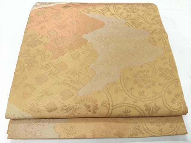 平和屋着物◎全通柄袋帯　道長花唐草文　正絹　逸品　CABH1937nb