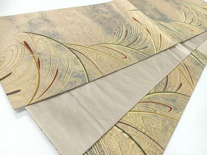 平和屋着物◎六通柄袋帯　抽象文　金糸　正絹　逸品　未使用　CABH1942nb