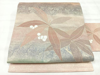平和屋着物◎九寸名古屋帯　南天文　金糸　引箔　正絹　逸品　CABH1944nb