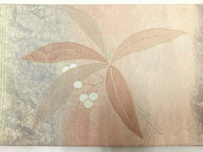 平和屋着物◎九寸名古屋帯　南天文　金糸　引箔　正絹　逸品　CABH1944nb
