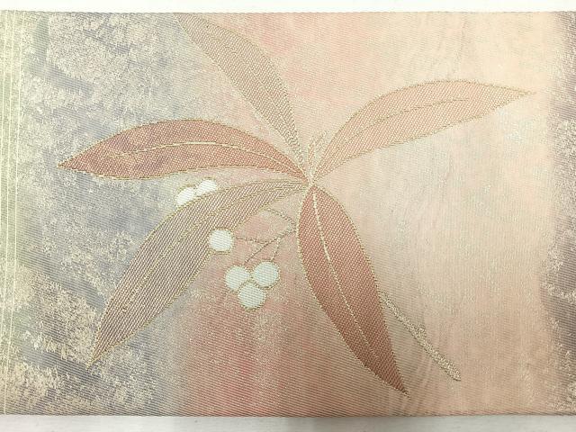 平和屋着物◎九寸名古屋帯　南天文　金糸　引箔　正絹　逸品　CABH1944nb
