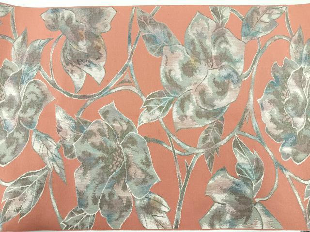平和屋着物◎八寸名古屋帯　花唐草文　正絹　逸品　CABH1957nb