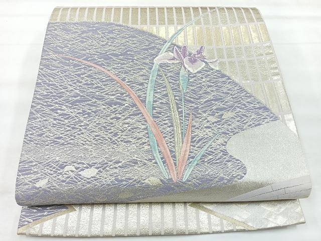 平和屋着物◎六通柄袋帯　草花文　金銀糸　正絹　逸品　CABH1966nb
