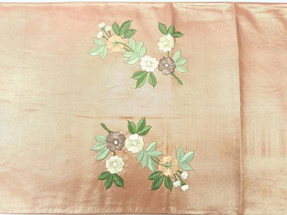 平和屋着物◎太鼓柄袋帯　駒刺繍　草花文　金糸　正絹　逸品　CABH1973nb