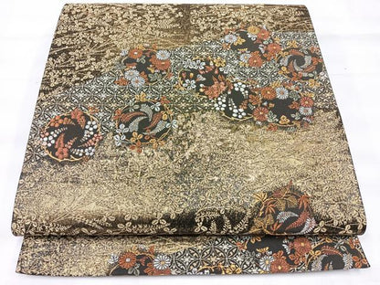平和屋着物◎六通柄袋帯　春秋佳香文　金銀糸　正絹　逸品　CABH1977nb