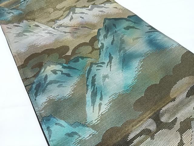 平和屋着物◎六通柄袋帯　遠山風景文　金銀糸　正絹　逸品　CABH1978nb