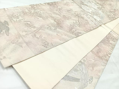 平和屋着物◎太鼓柄袋帯　唐織　鳳凰草花文　銀糸　正絹　逸品　CABH1996nb