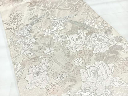 平和屋着物◎太鼓柄袋帯　唐織　鳳凰草花文　銀糸　正絹　逸品　CABH1996nb