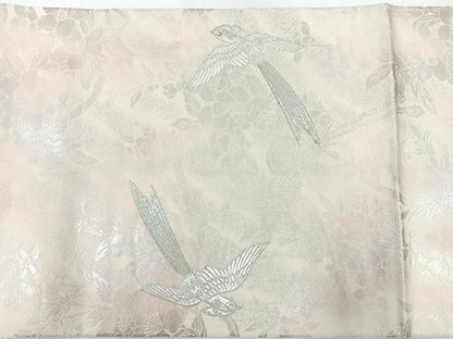 平和屋着物◎太鼓柄袋帯　唐織　鳳凰草花文　銀糸　正絹　逸品　CABH1996nb