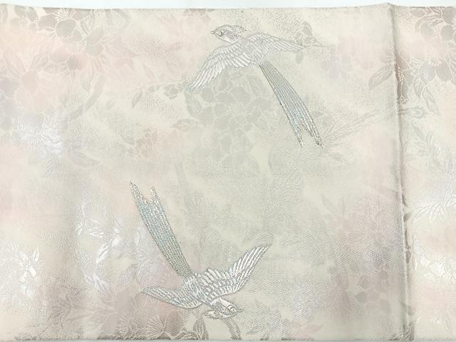平和屋着物◎太鼓柄袋帯　唐織　鳳凰草花文　銀糸　正絹　逸品　CABH1996nb