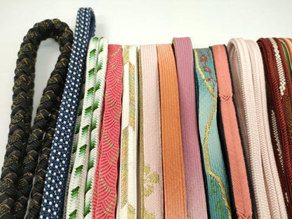 平和屋着物●和装小物　帯締め20本セット　高麗組　冠組　大和組　奈良組　貝の口組　礼装用　金糸　長尺あり　未使用あり　逸品CABH2008ju