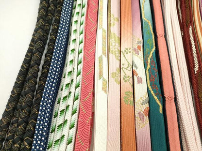 平和屋着物●和装小物　帯締め20本セット　高麗組　冠組　大和組　奈良組　貝の口組　礼装用　金糸　長尺あり　未使用あり　逸品CABH2008ju