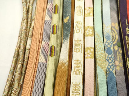 平和屋着物●和装小物　帯締め20本セット　高麗組　冠組　笹浪組　鴨川組　礼装用　金銀糸　長尺あり　未使用あり　逸品　CABH2035ju