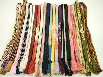 平和屋着物●和装小物　帯締め20本セット　高麗組　冠組　唐組　金銀糸　長尺あり　未使用あり　逸品　CABH2038ju