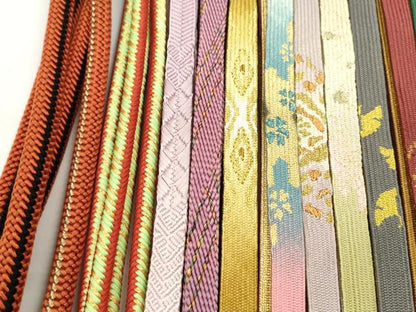 平和屋着物●和装小物　帯締め20本セット　高麗組　笹浪組　奈良組　飾り玉　金銀糸　未使用あり　逸品　CABH2041ju
