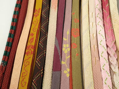 平和屋着物●和装小物　帯締め20本セット　高麗組　冠組　笹浪組　唐組　奈良組　前沢工房謹製　丸ぐけ　金糸　未使用あり　逸品CABH2092ju