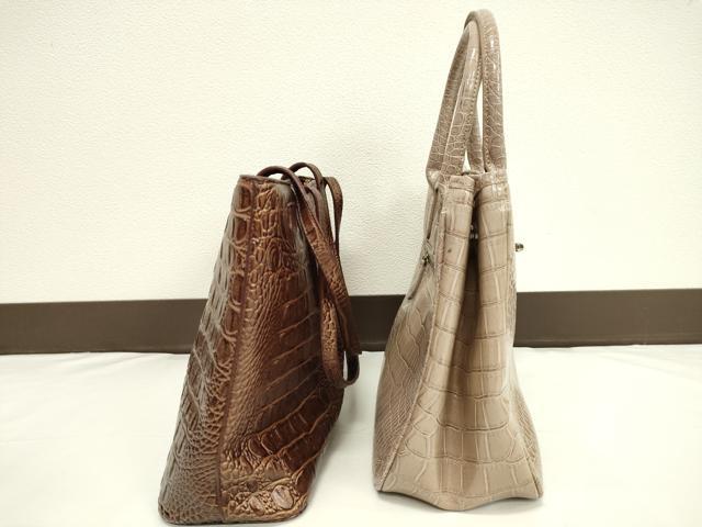 平和屋着物▼和装小物　和装バッグまとめて２点　ハンドバッグ　型押し　アンバーローズ色　ブロンズ　逸品　CABH2103ju