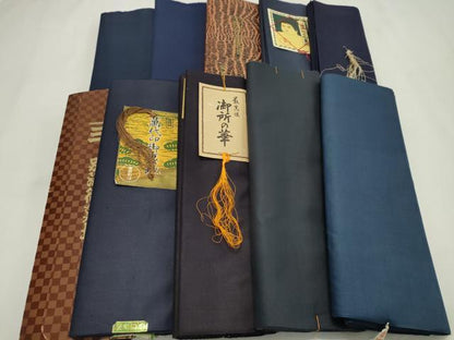 平和屋着物▼男性　和装小物　胴裏まとめて10点　黒鳶色　藍鉄色　黒紅色　伊勢丹扱い　綿　未使用多数　逸品　CABH2112ju