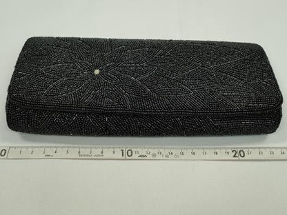平和屋着物▼和装小物　和装バッグ　ビーズバッグまとめて３点　総ビーズ　花　黒　ココアブラウン　グリーン系　逸品　CABH2131ju