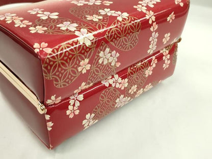 平和屋着物▼和装小物　和装バッグ　ハンドバッグ　舞花七宝文　スクエア型　振袖　エナメル　金彩　逸品　CABH2161ju