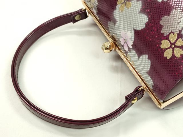 平和屋着物▼和装小物　和装バッグ　ハンドバッグ　舞桜文　振袖　エナメル　金銀彩　逸品　CABH2162ju
