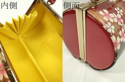 平和屋着物▼和装小物　和装バッグ　ハンドバッグ　雪輪花文　振袖　エナメル　金彩　逸品　CABH2163ju