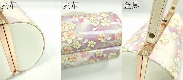 平和屋着物▼和装小物　和装バッグ　ハンドバッグ　舞桜斜線文　MICHELE MARTUCCI　振袖　金銀彩　逸品　CABH2170ju