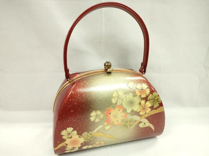平和屋着物▼和装小物　和装バッグ　ハンドバッグ　芝草桜文　ラインストーン　振袖　金彩　逸品　CABH2175ju