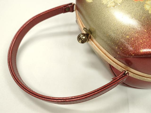 平和屋着物▼和装小物　和装バッグ　ハンドバッグ　芝草桜文　ラインストーン　振袖　金彩　逸品　CABH2175ju