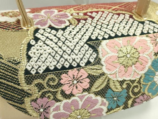 平和屋着物▼和装小物　和装バッグ　ハンドバッグ　唐織　雪輪鹿の子花文　振袖　金糸　逸品　CABH2179ju