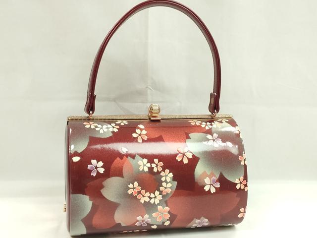 平和屋着物▼和装小物　和装バッグ　ハンドバッグ　桜文　MICHELE MARTUCCI　エナメル　振袖　逸品　CABH2180ju
