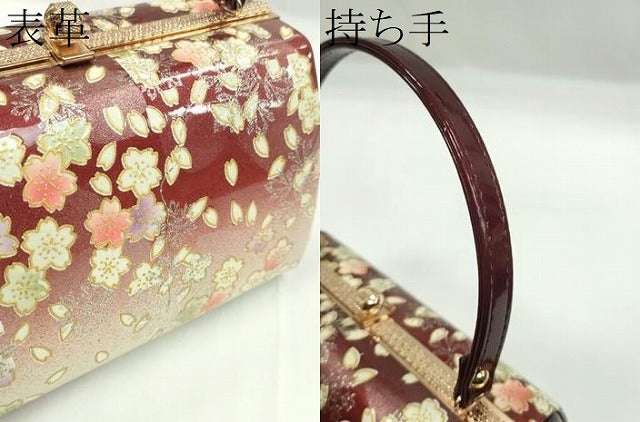 平和屋着物▼和装小物　和装バッグ　ハンドバッグ　舞桜文　エナメル　振袖　金銀彩　逸品　CABH2181ju