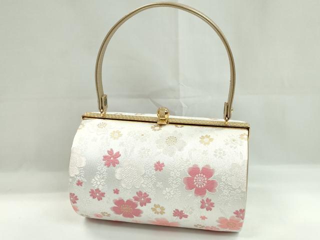 平和屋着物▼和装小物　和装バッグ　ハンドバッグ　舞花文　振袖　金糸　逸品　CABH2182ju