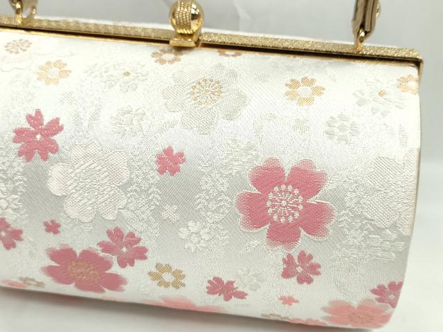 平和屋着物▼和装小物　和装バッグ　ハンドバッグ　舞花文　振袖　金糸　逸品　CABH2182ju