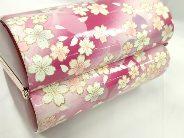 平和屋着物▼和装小物　和装バッグ　ハンドバッグ　舞桜斜線文　MICHELE MARTUCCI　振袖　金彩　逸品　CABH2183ju