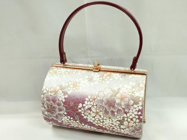 平和屋着物▼和装小物　和装バッグ　ハンドバッグ　舞花文　レース　振袖　金彩　逸品　CABH2184ju