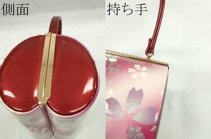平和屋着物▼和装小物　和装バッグ　ハンドバッグ　舞桜斜線文　MICHELE MARTUCCI　エナメル　振袖　銀彩　逸品　CABH2187ju