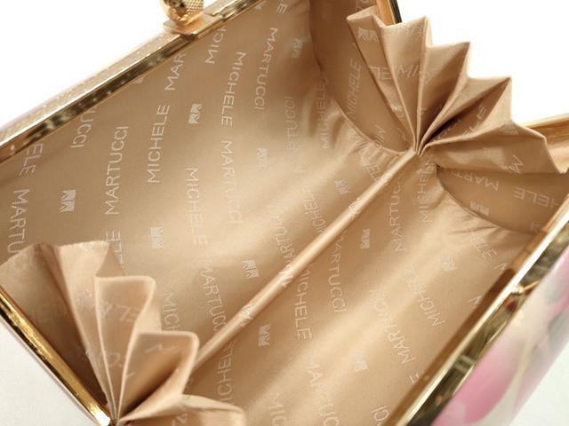 平和屋着物▼和装小物　和装バッグ　ハンドバッグ　舞桜斜線文　MICHELE MARTUCCI　エナメル　振袖　銀彩　逸品　CABH2187ju