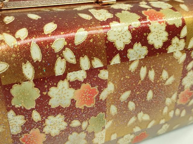 平和屋着物▼和装小物　和装バッグ　ハンドバッグ　舞桜文　スクエア型　振袖　金銀彩　逸品　CABH2191ju