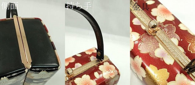 平和屋着物▼和装小物　和装バッグ　ハンドバッグ　舞桜文　スクエア型　振袖　金銀彩　逸品　CABH2198ju