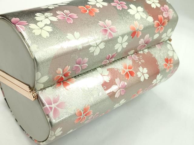 平和屋着物▼和装小物　和装バッグ　ハンドバッグ　舞桜文　振袖　銀彩　逸品　CABH2199ju