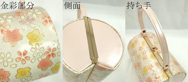 平和屋着物▼和装小物　和装バッグ　ハンドバッグ　舞桜文　振袖　金彩　逸品　CABH2203ju
