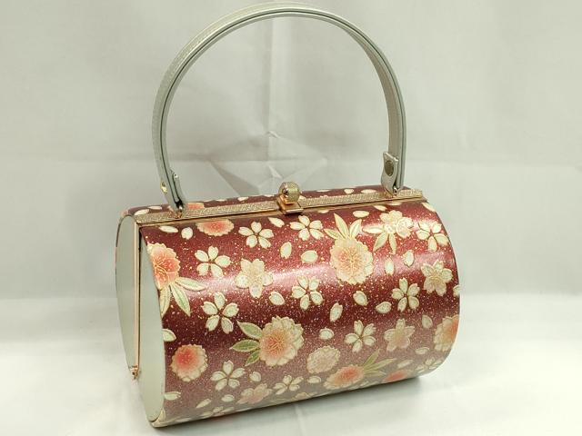 平和屋着物▼和装小物　和装バッグ　ハンドバッグ　桜文　振袖　金彩　逸品　CABH2206ju