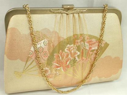 平和屋着物▼和装小物　和装バッグ・草履セット　佐賀錦　扇面御所車花文　金銀糸　草履サイズ：Ｍ　逸品　CABH2207ju