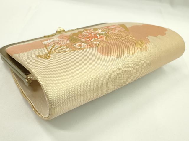 平和屋着物▼和装小物　和装バッグ・草履セット　佐賀錦　扇面御所車花文　金銀糸　草履サイズ：Ｍ　逸品　CABH2207ju